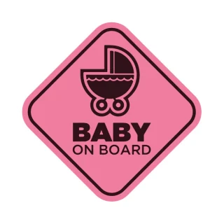 Baby on Board — ροζ καρότσι
