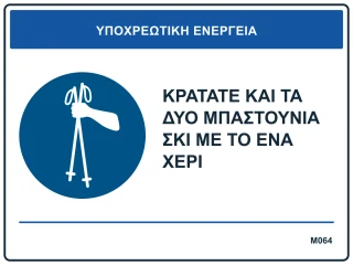 Κρατάτε και τα δύο μπαστούνια σκι με το ένα χέρι